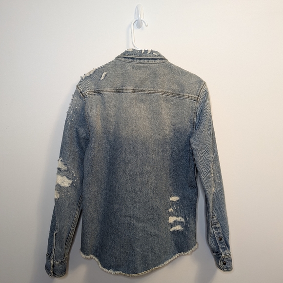ZARA Medium Distressed Denim Jacket - Picture 5 of 5